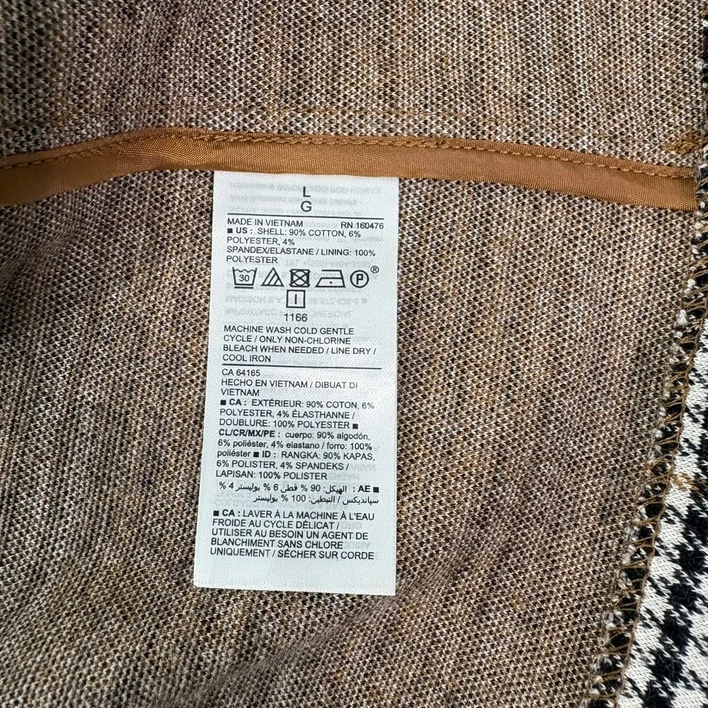 Old Navy Blazer Womens L‎ Brown Houndstooth Plaid Stretch Professional Academia